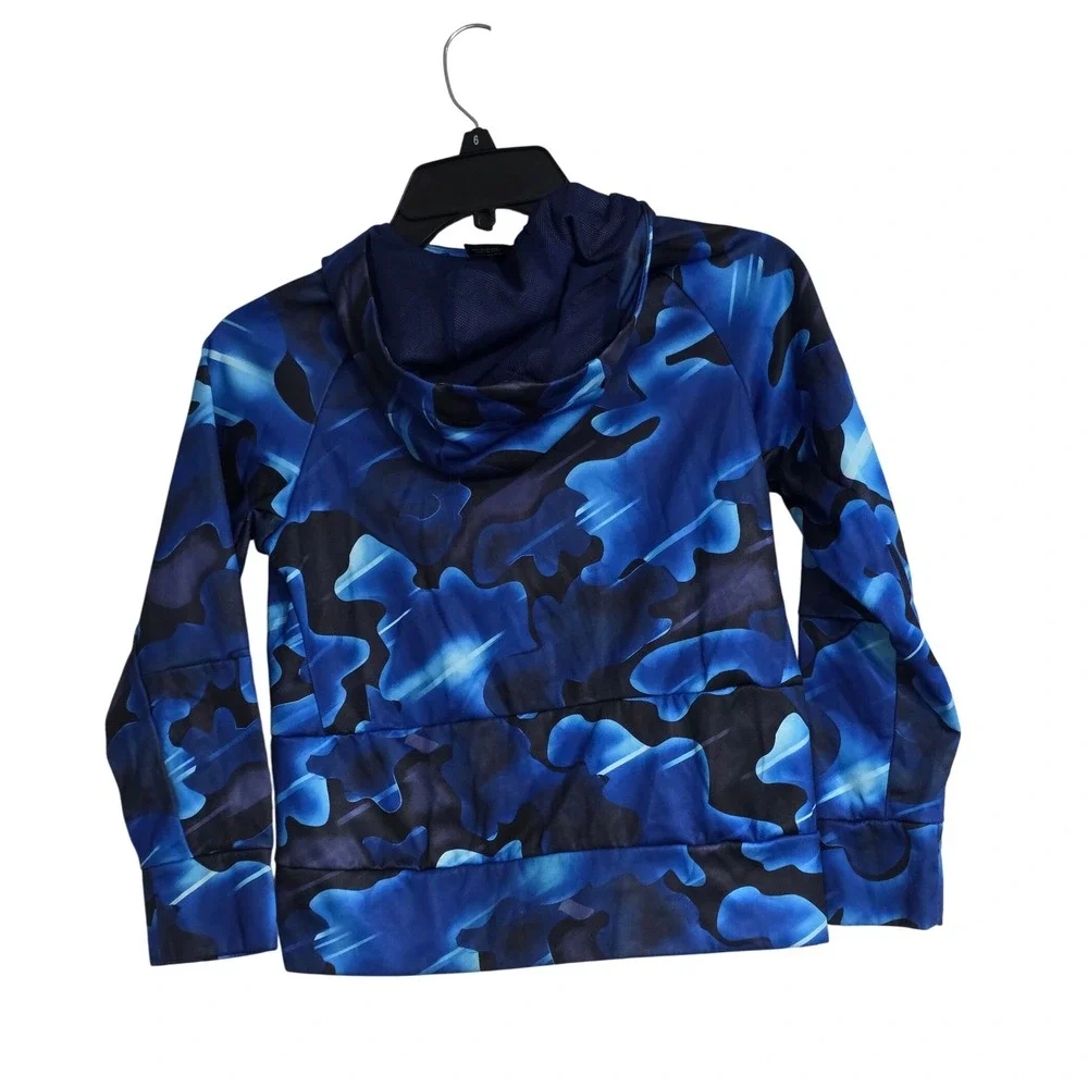 Nike Dri-FIT Hoodie Kids Size S Blue Camo Pullover Sweatshirt Activewear‎
